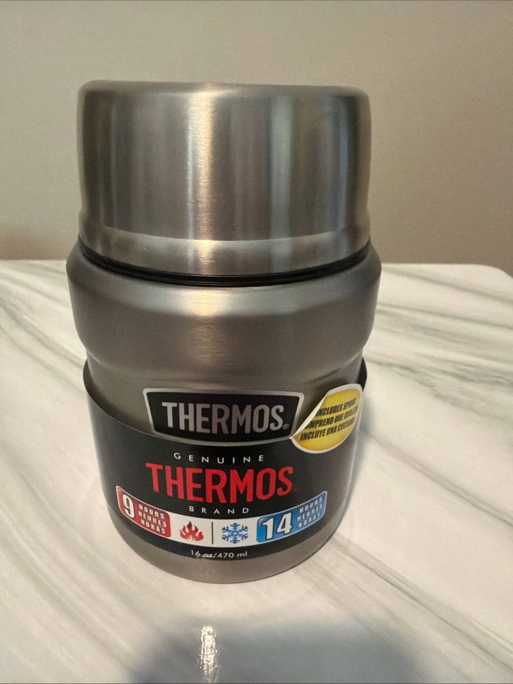 Thermos Stainless Steel Food Jar in Silver and Black